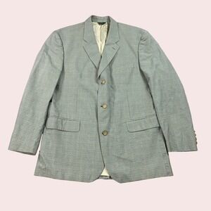 J.Crew Oarsman Blazer 42R Green Blue Cream Micro Glen Check Cotton Sport Coat